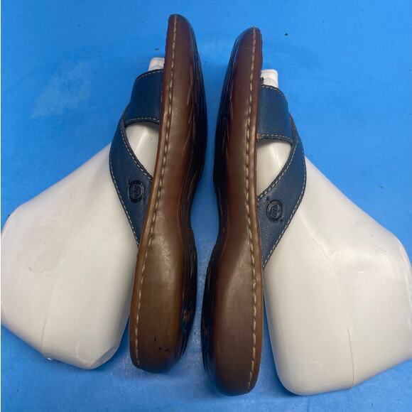 BOC Born Concept Sandals Women 6 M Leather Casual Thong Flat Slide On Shoes Blue - Picture 9 of 11